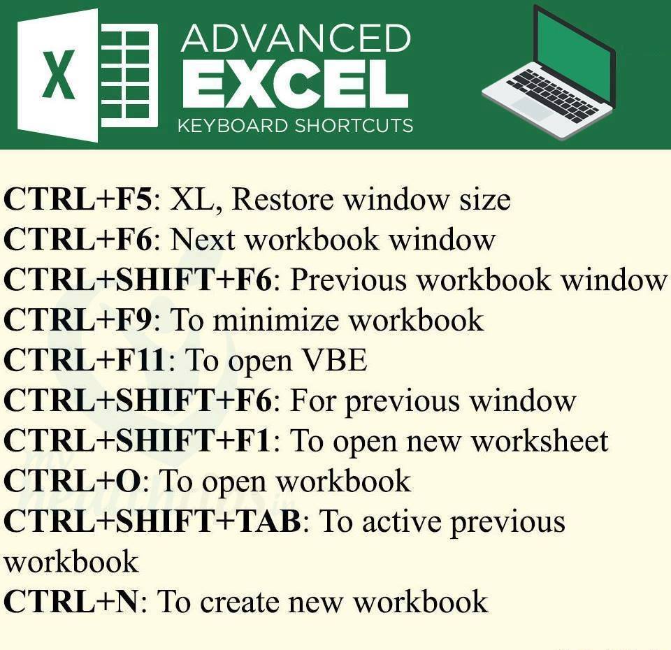 Useful Advanced excel shortcuts (14 Pics)