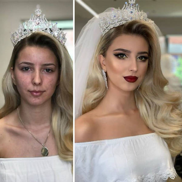 Brides Before And After Their Wedding Makeup (25 pics)